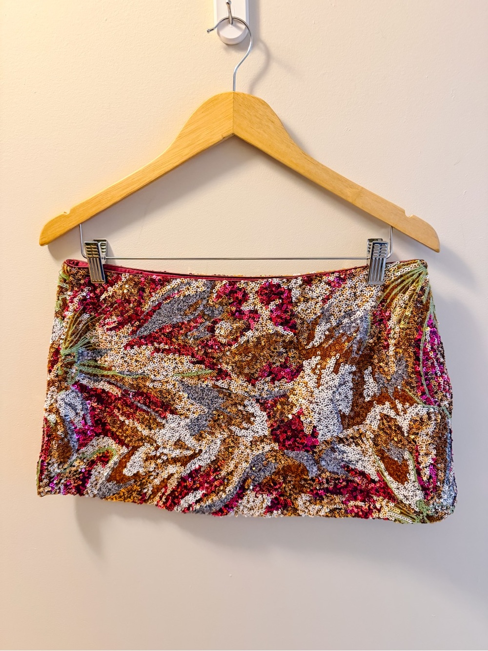 Peppermayo Sequin Floral Mini Skirt Pink Gold Silver Party
